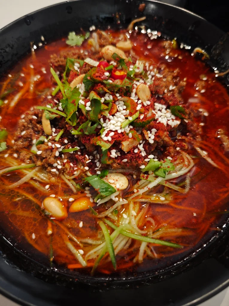 Sichuan dan dan noodles in chilli broth